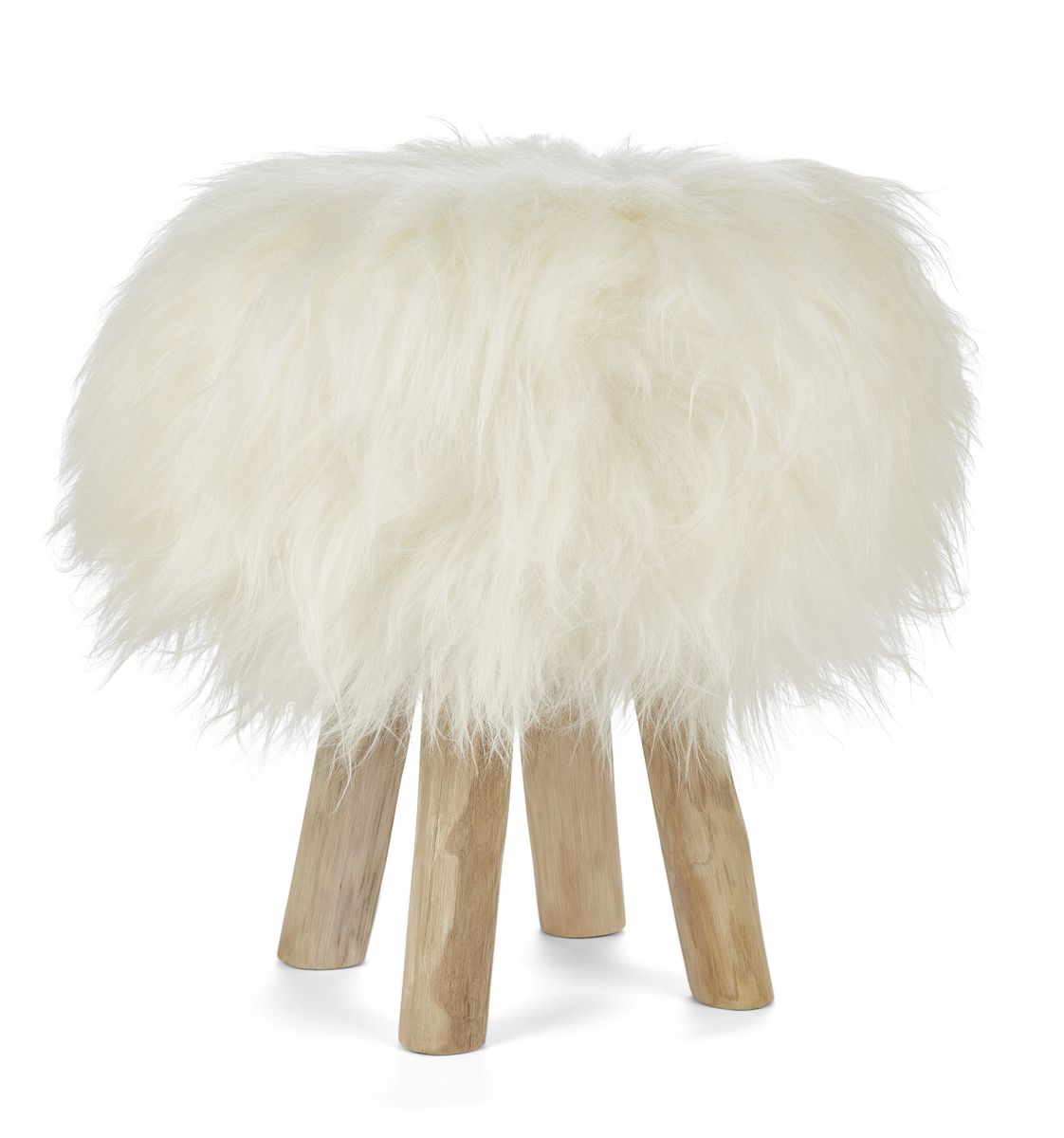 Icelandic Sheepskin Stool Cover	| | Ø35xH17 cm Off White