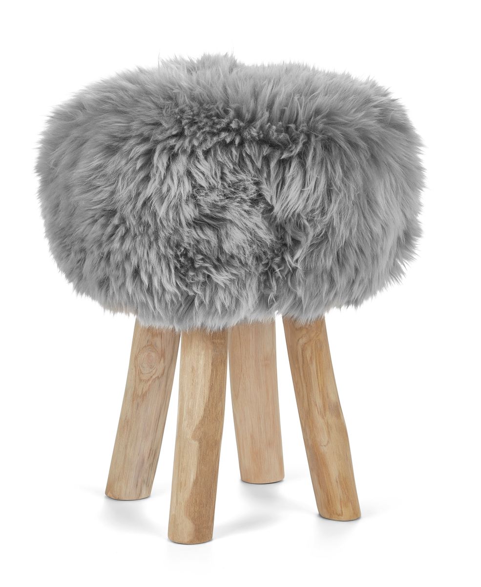 Theodor Stool + Cover | Oak Legs | New Zealand Sheepskin