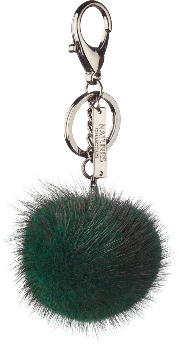 Pom Pom Keyring Black Metal Grass Green