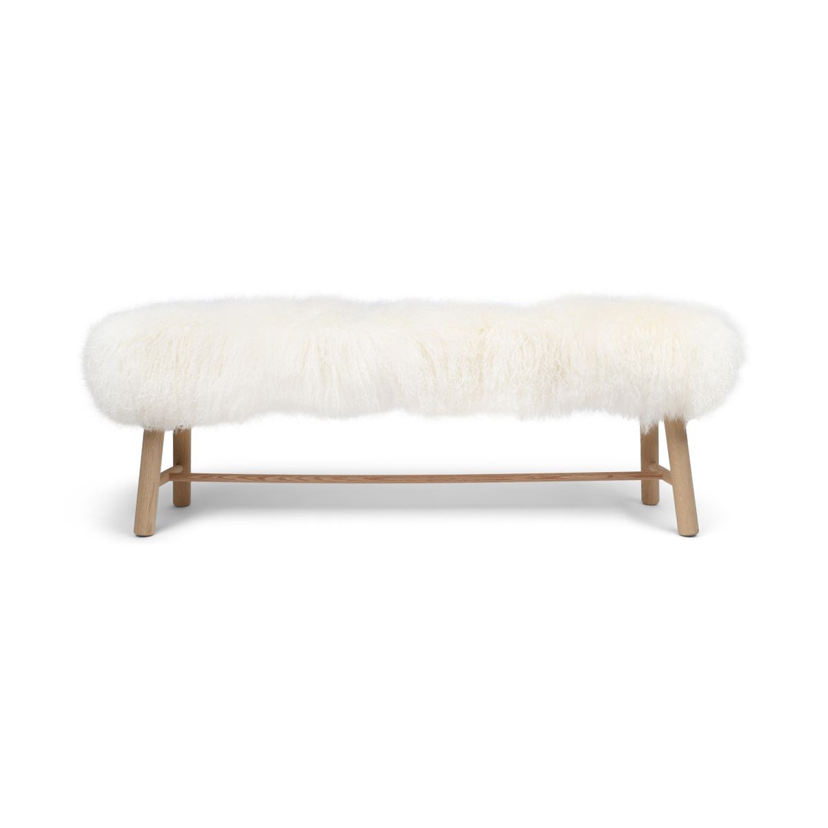 Bench with Tibetan Sheepskin | Oak Legs | 140x35x45 cm