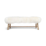 Bench with Tibetan Sheepskin | Oak Legs | 140x35x45 cm