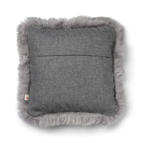 Wool Cushion | Long Wool trim  | 52x52 cm |34x52 cm Stone/Light Grey