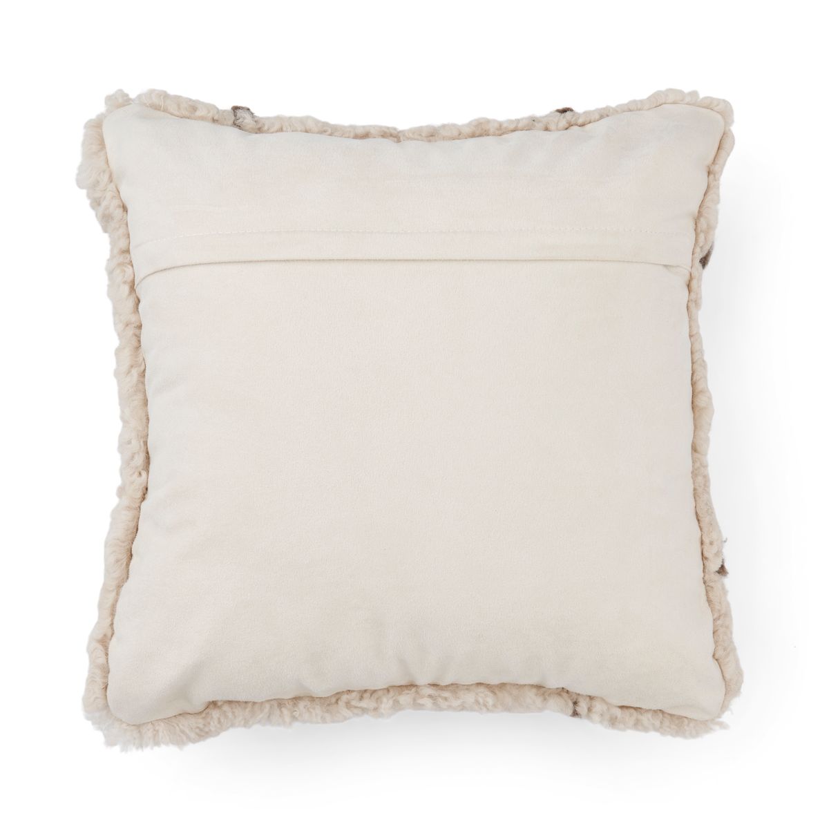 Short Wool Curly Sheepskin Cushion | 40x40 cm Pearl/Taupe
