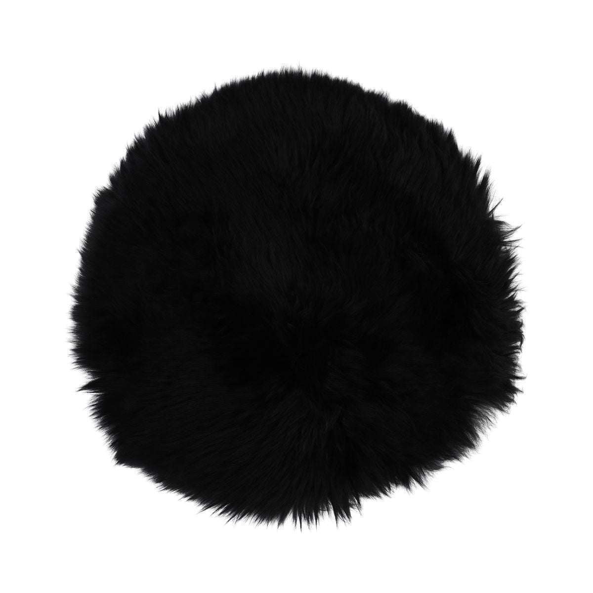 Premium Seat Cover | Long Wool | New Zealand | D34 cm Black