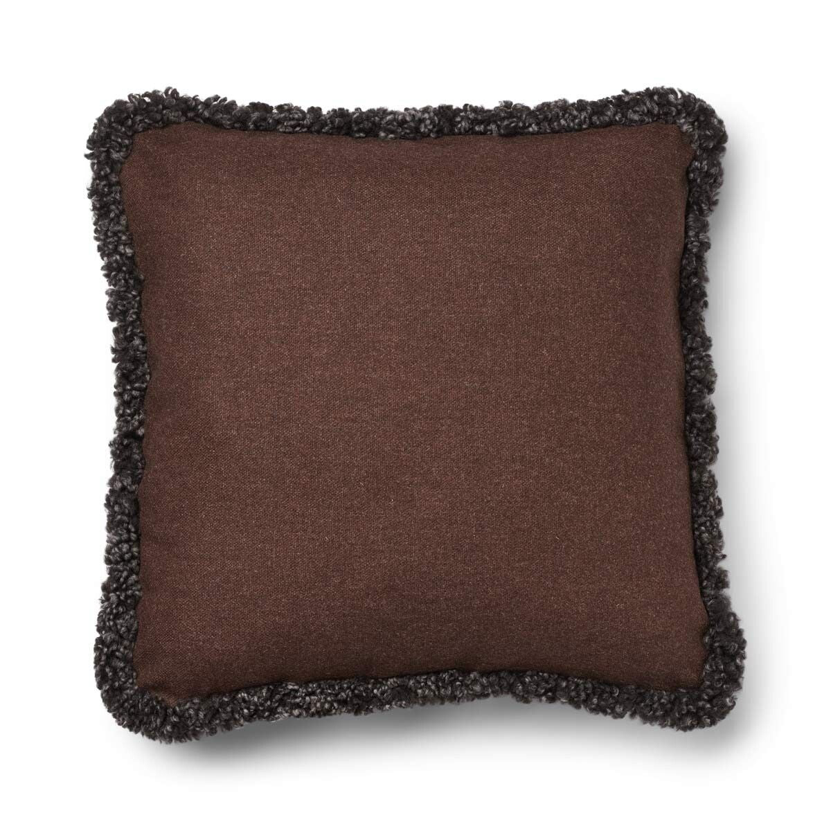 Short-Wool Sheepskin Cushion | SW trim | 52x52 cm | 34x52 cm Brown/Cappuccino