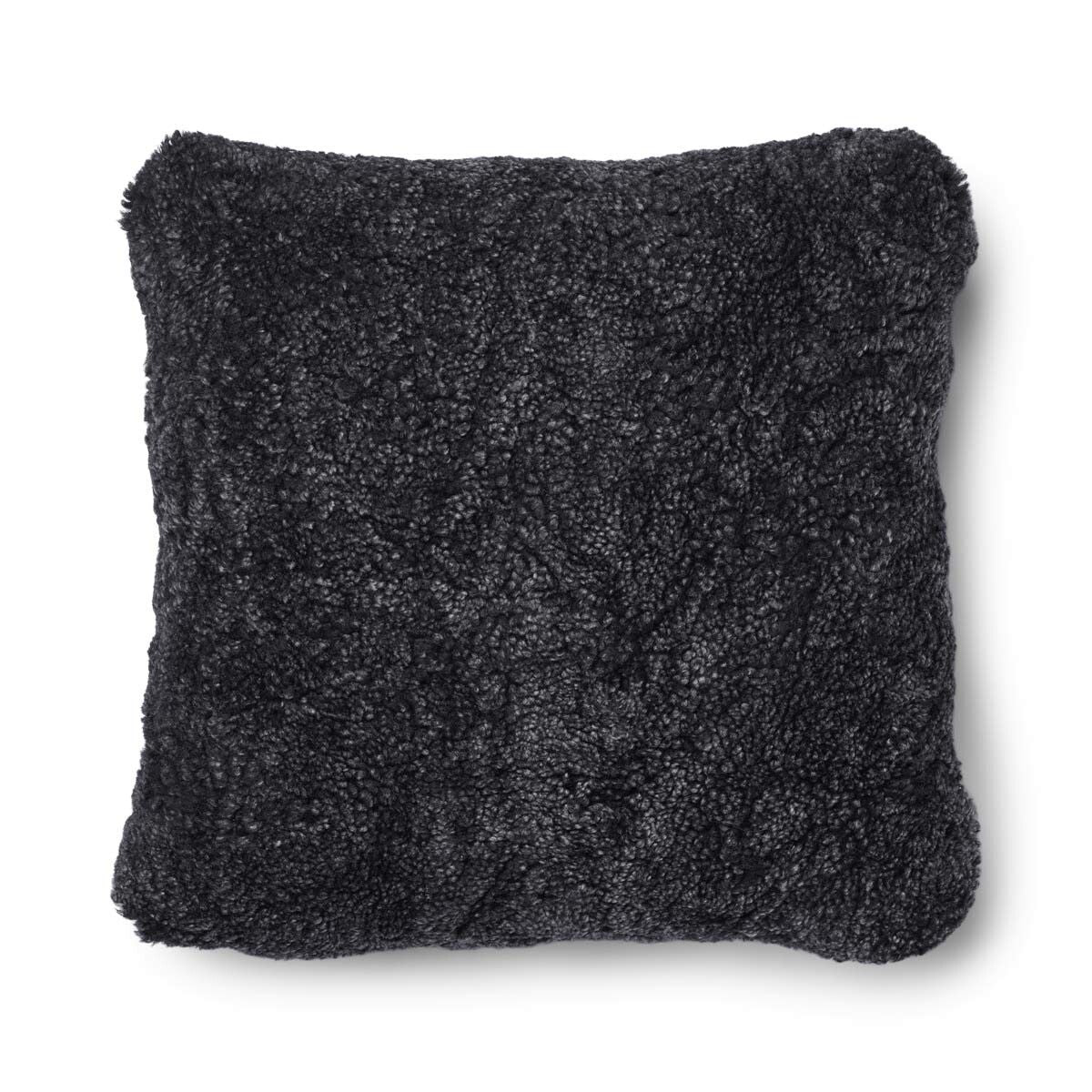 Short Wool Sheepskin Cushion | Two-sided |52x52 cm  | 34x52 cm  Charcoal/Anthracite