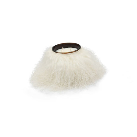 Scented Candle with Sheepskin Cover White