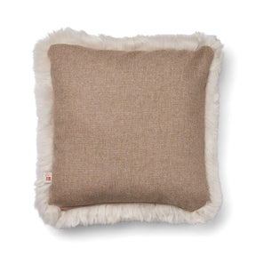 Long Wool Sheepskin Cushion | 52x52 cm Beige/Linen