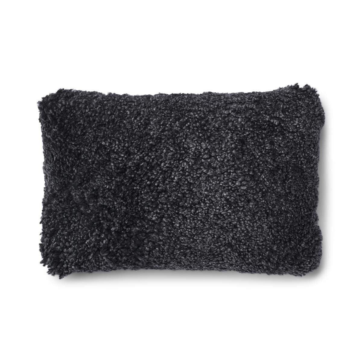 Short-Wool Sheepskin Cushion | 34x52 cm Charcoal/Anthracite