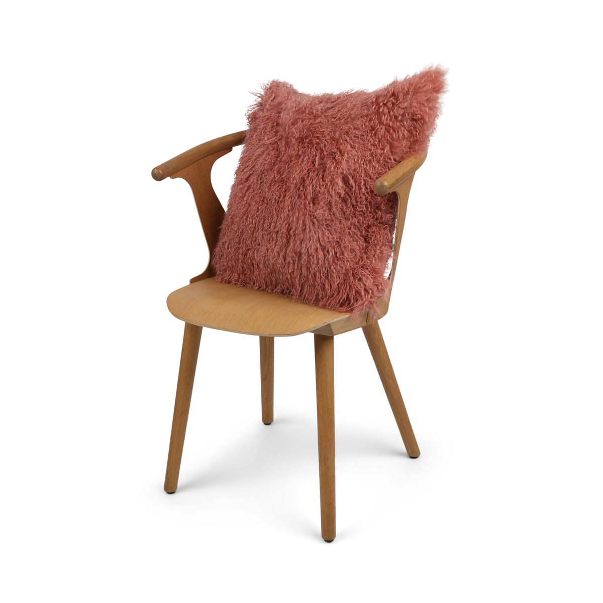 Sheepskin Cushion | Mongolian | 50x50 cm Old Rose