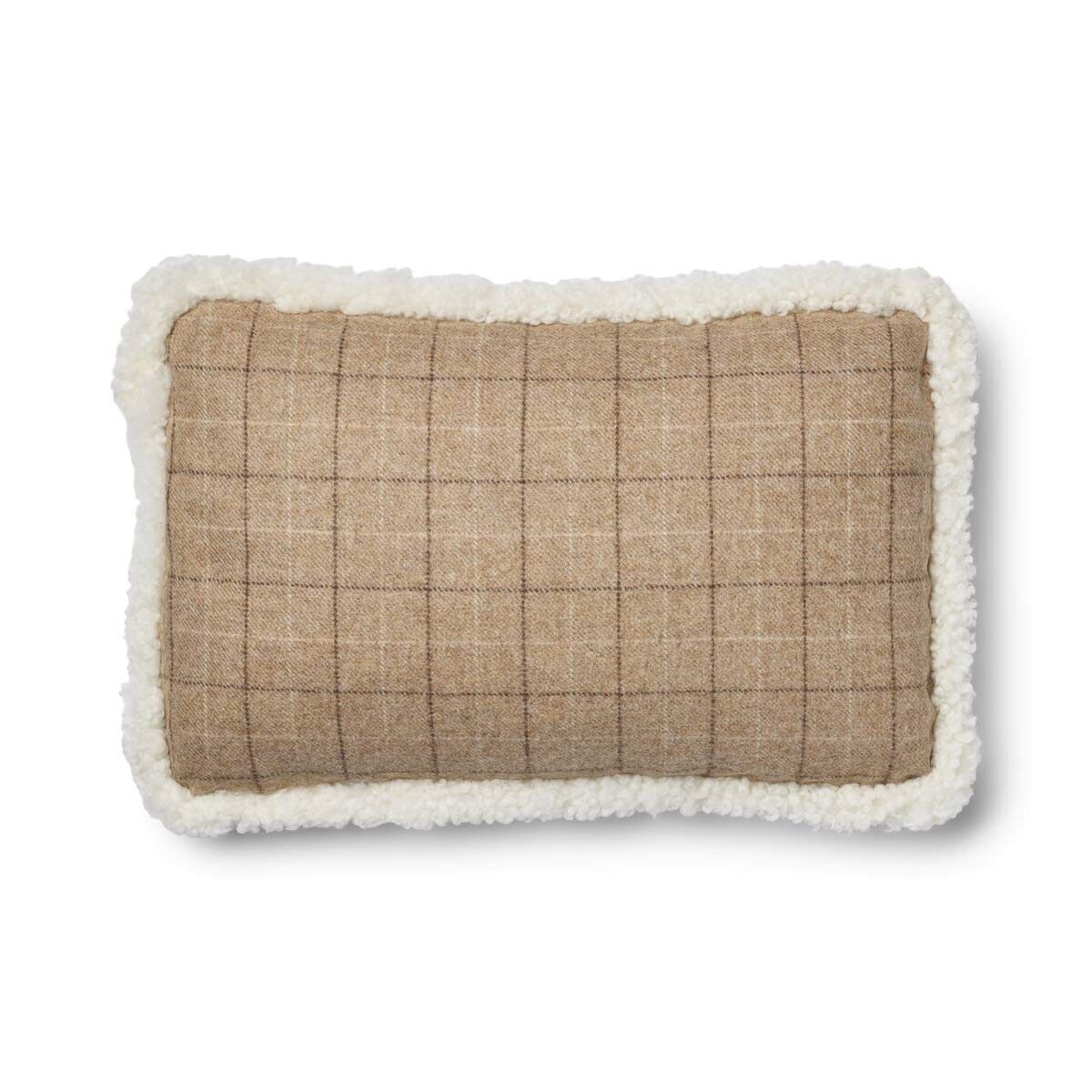 Wool Cushion Rectangular | Doublesided | SW trim | 34x52 cm Oatmeal-Beige/Ivory