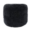 Short Wool Curly Sheepskin Pouf Black