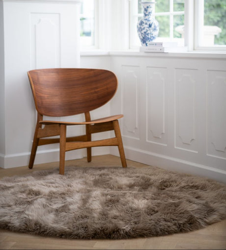 Long Wool Sheepskin Design Rug | D180 cm | D250 cm Taupe