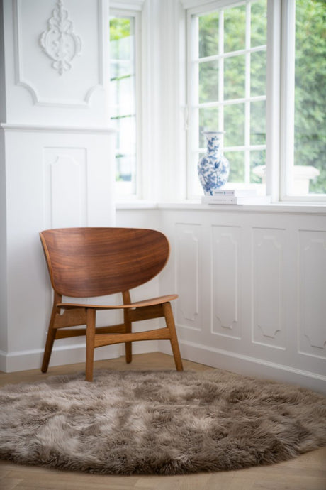 Long Wool Sheepskin Design Rug | Ø140 cm Black