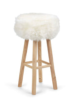 Long Wool Stool Cover | Ø35xH17 cm Ivory