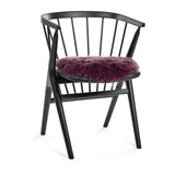 Long Wool Sheepskin Seat Cover | Ø38 cm Aubergine