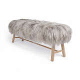 Theo Bench | Icelandic Sheepskin | 140x35x45 cm Natural Grey