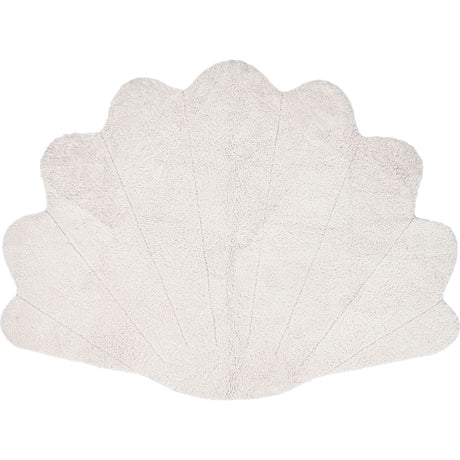 Short Wool Curly Sheepskin Shell Design Rug | 210x150 cm Ivory