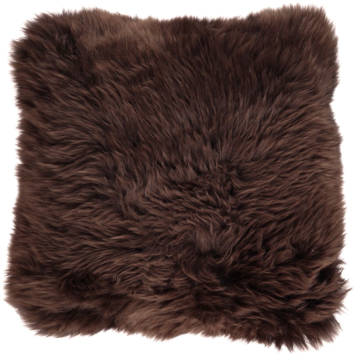 Long-Wool Sheepskin Cushion | 35x35 cm Chocolate