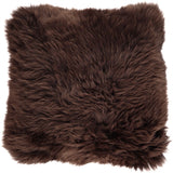 Long-Wool Sheepskin Cushion | Doublesided | 56x56 cm Chocolate