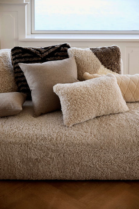 Short Wool Sheepskin Cushion | Doublesided | 46x46 cm Anthracite/Pearl/Graphite