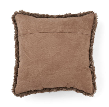Short Wool Curly Sheepskin Cushion | 40x40 cm Taupe/Pearl