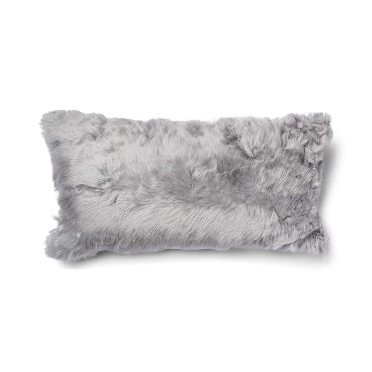 Alpaca Cushion | Long Wool Light Grey