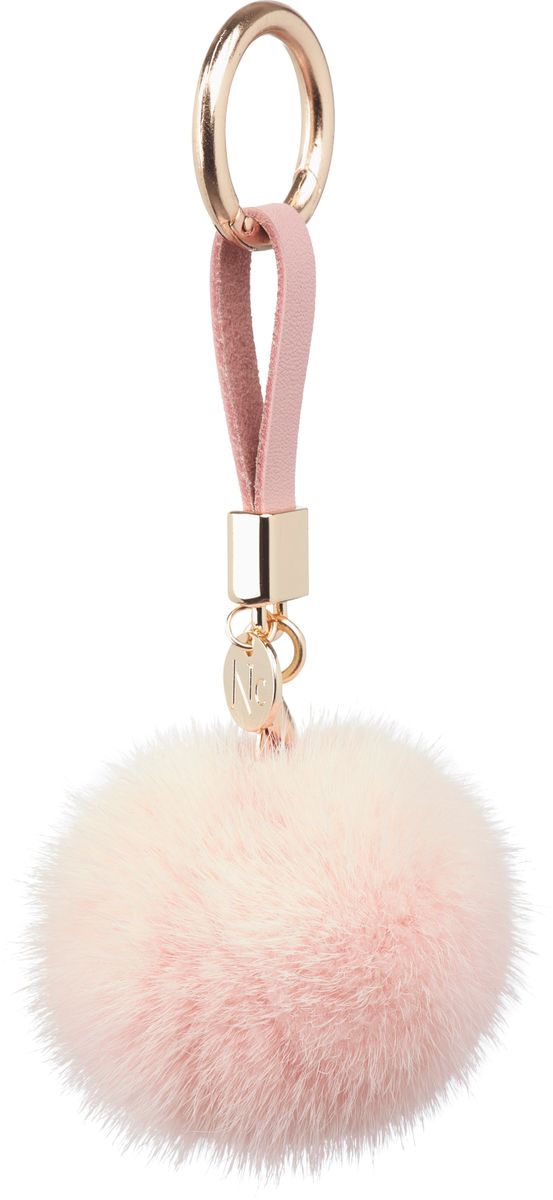 Pom Pom Keyring Leather Strap Baby Pink