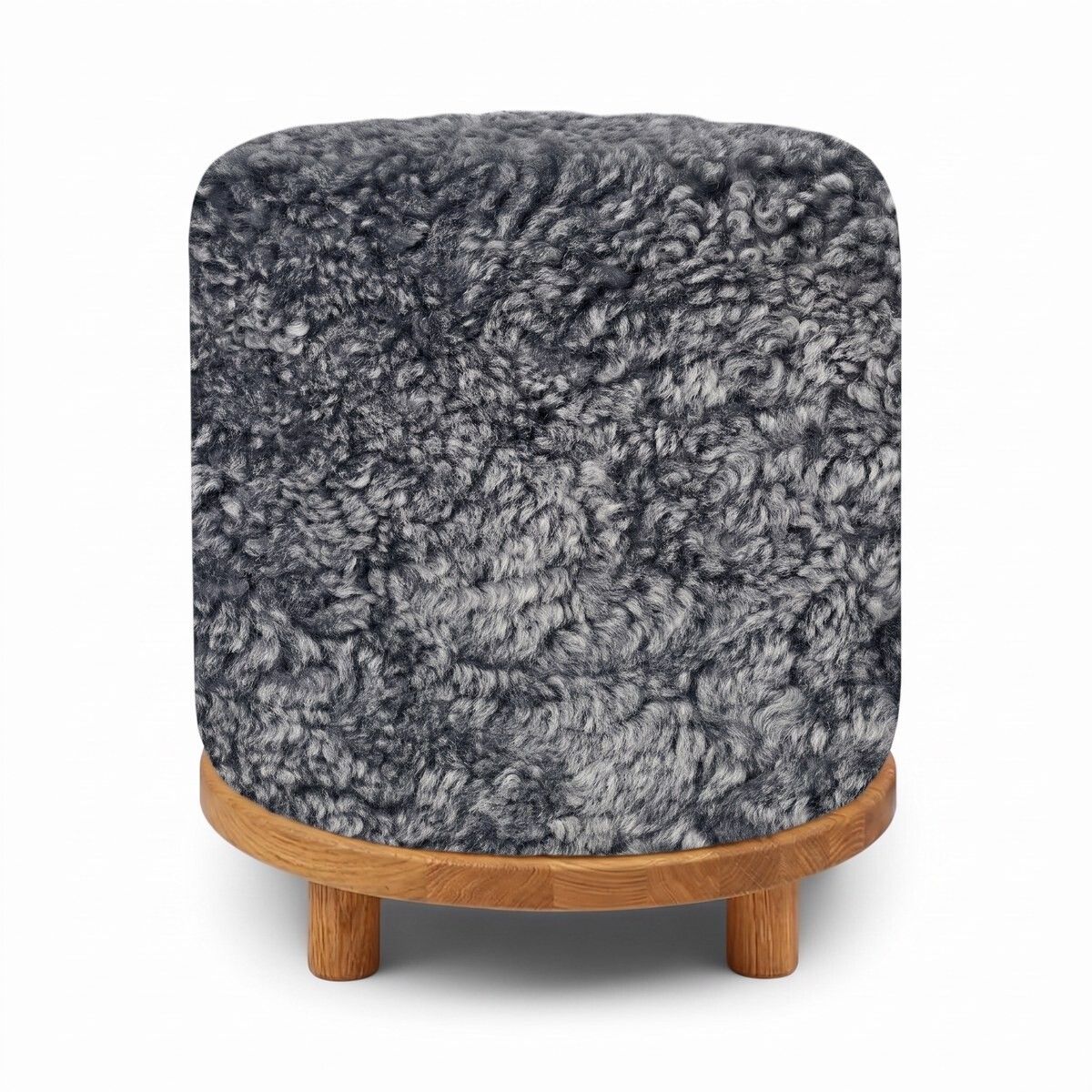 Simon Stool | Short Wool | D46xH52 cm Light Grey