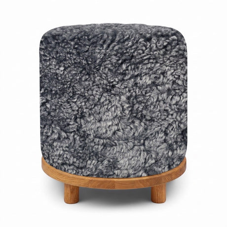 Simon Stool | Short Wool | D46xH52 cm Light Grey