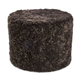 Short Wool Curly Sheepskin Pouf Cappuccino