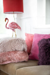 Long-Wool Sheepskin Cushion | 35x35 cm Rosa