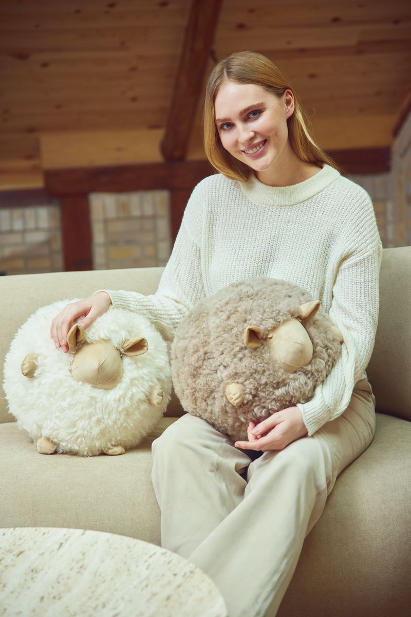 Cute Sheep Cushion Ø20 cm | Ø26 cm | Ø34 cm Taupe