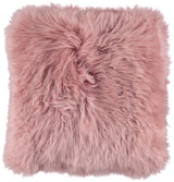 Long-Wool Sheepskin Cushion | 35x35 cm Rosa