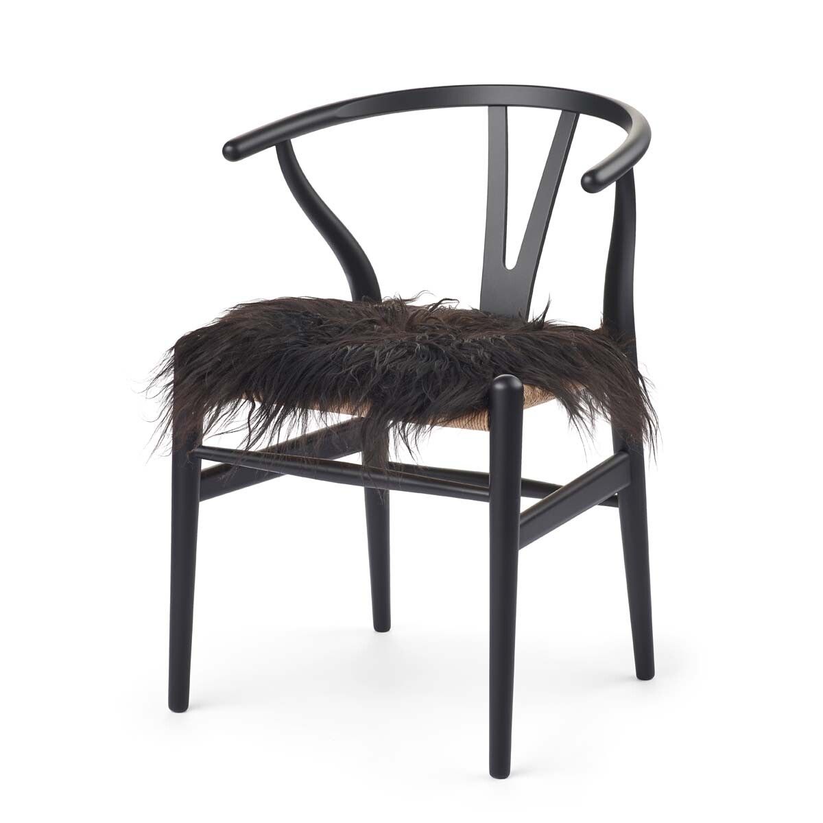 Long Wool Sheepskin Seat Cover | 40x40 cm Blacky