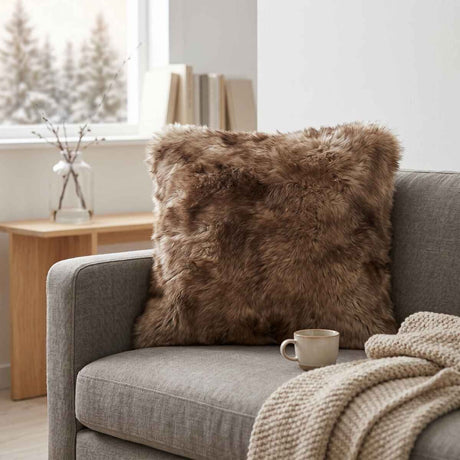 Toscana Lamb Cushion | Long Wool | Doublesided Light Brown
