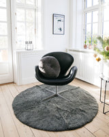 Short Wool Curly Sheepskin Design Rug | ø140 cm