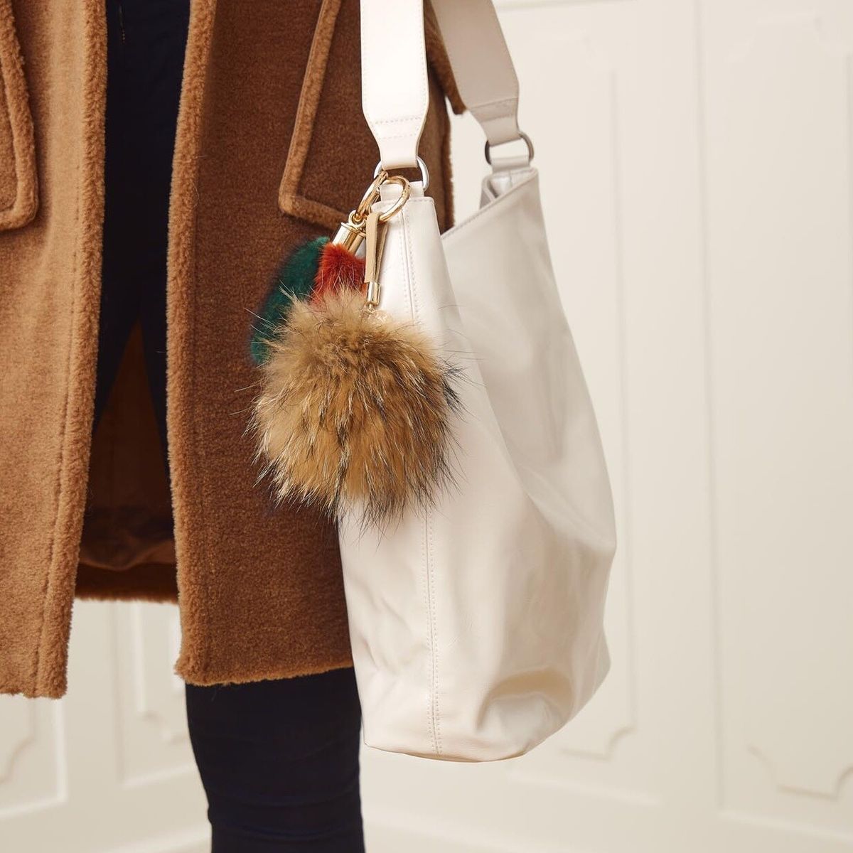 Pom Pom Keyring  Burgundy