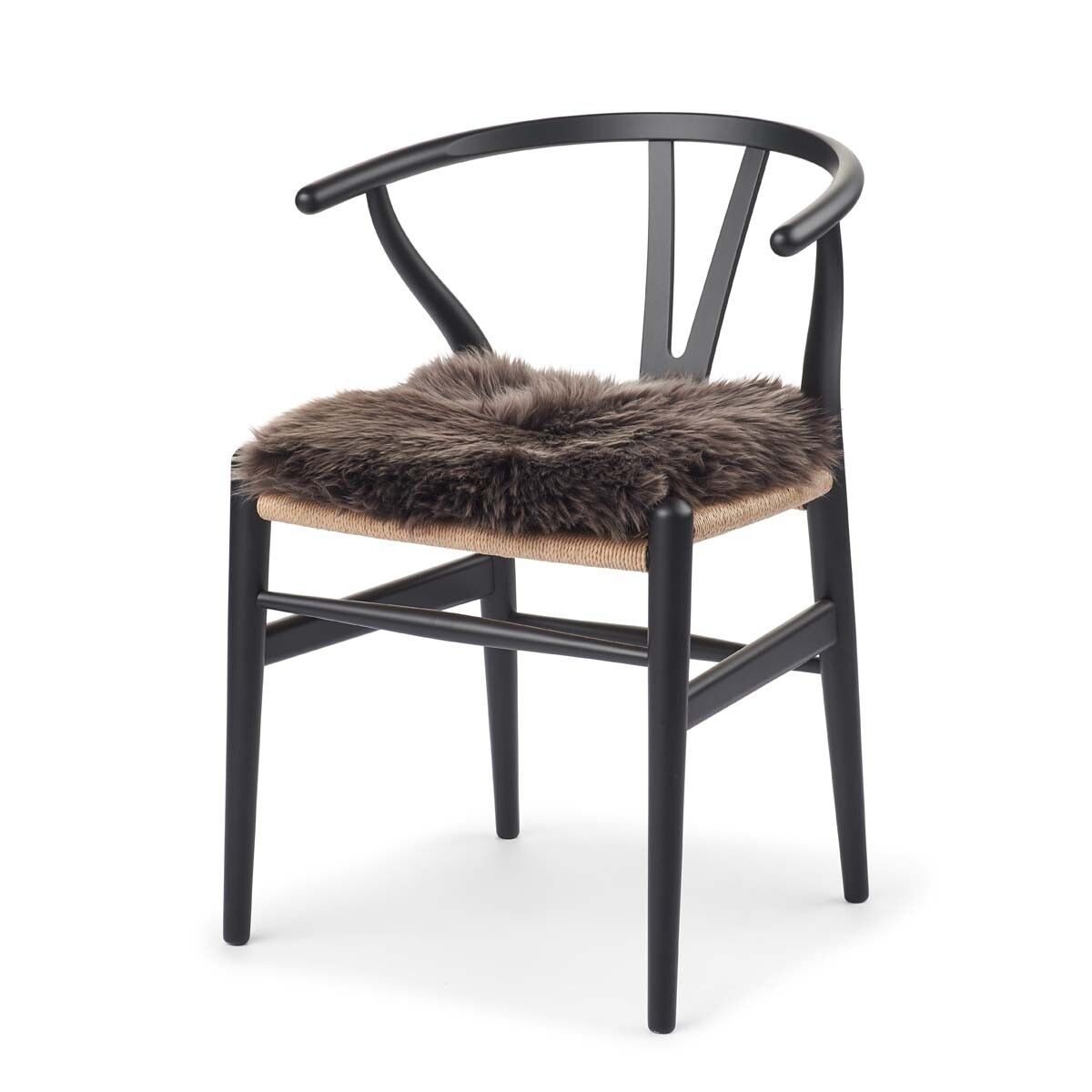 Long Wool Sheepskin Seat Cover | With Filling | 37x37 cm Walnut