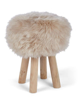 Long Wool Stool Cover | Ø35xH17 cm Linen