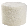 Short Wool Curly Sheepskin Pouf Ivory