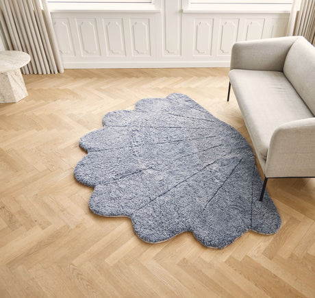 Short Wool Curly Sheepskin Shell Design Rug | 210x150 cm Light Grey