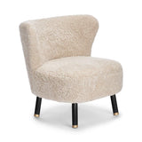 Emil Lounge Chair | Brass | Short Wool Pearl