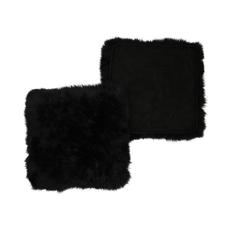 Seat Cover | With Backing | Long Wool | New Zealand | 40x40 cm Black