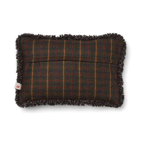 Wool Cushion Rectangular | Doublesided | Short Wool trim | 34x52 cm Kilberry Fir-D. Green/Capp.i