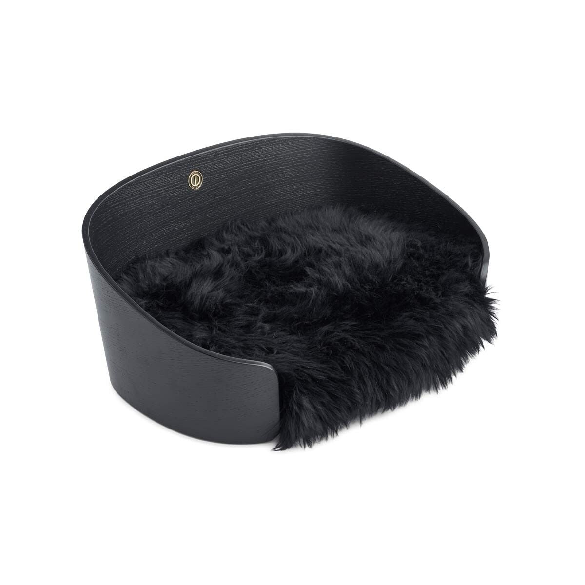 Pet Bed Black Oak/Black Sheepskin