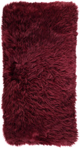 Long-Wool Sheepskin Cushion | 28x56 cm Burgundy