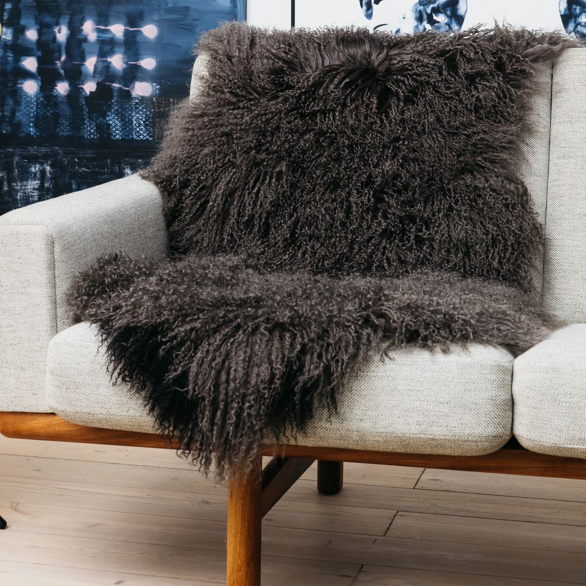 Curly Sheepskin | Mongolian | 135x50 cm Taupe