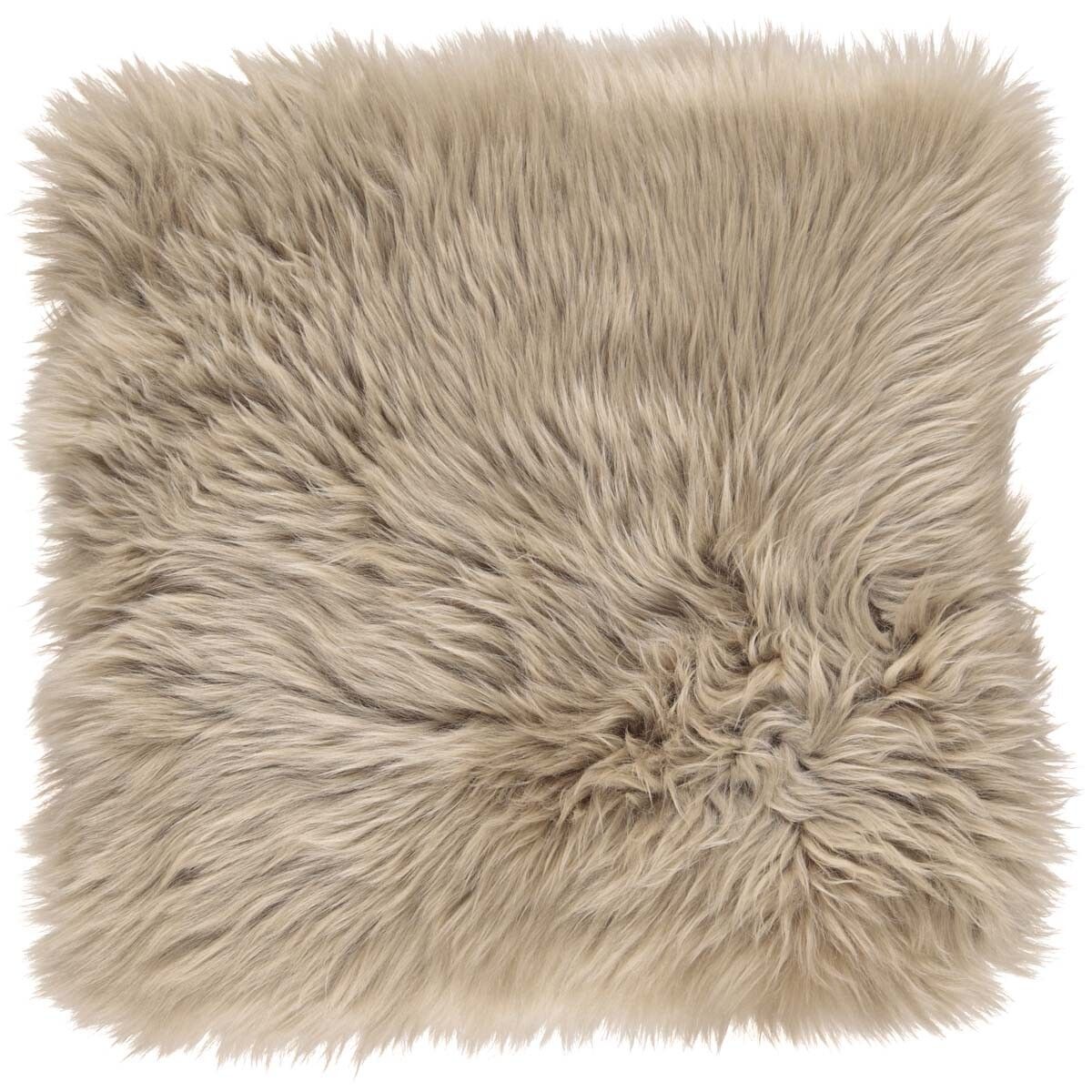 Long Wool Sheepskin Seat Cover | With Filling | 37x37 cm Taupe