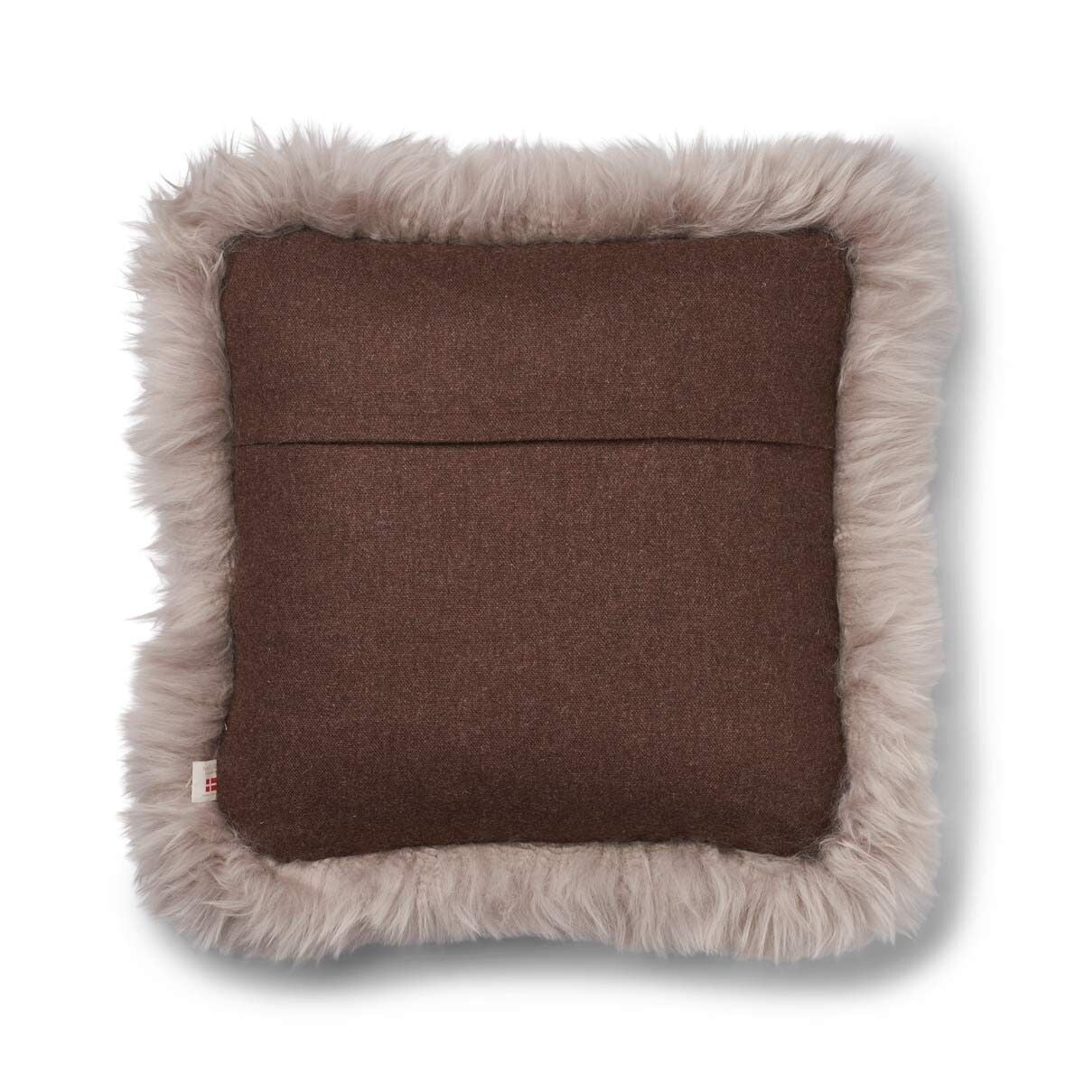 Wool Cushion | Long Wool trim  | 52x52 cm |34x52 cm Brown/Dove